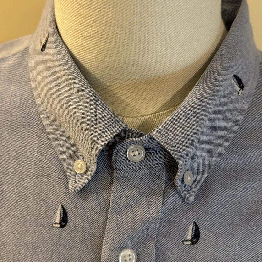 J Crew Flex Causal Sailing All Over Print Button Down Shirt Men's Extra Large